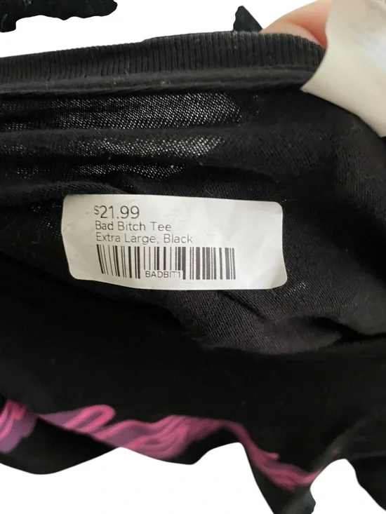 Black Tee with Pink "Bad B" Script NWT - Picture 5 of 6